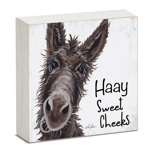 CounterArt Sweet Cheeks Freestanding Solid Wood Block Sign Made in the USA 3.75” Square Decorative Accent for Home or Office
