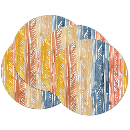 CounterArt Pattern Flair 4 Pack Round Reversible Easy Care Flexible Placemats Made in the USA