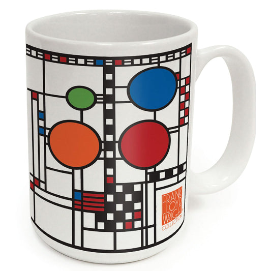 Highland Home Coonley Playhouse Window Design by Frank Lloyd Wright 15 oz. Ceramic Mug Manufactured in the USA Dishwasher Safe Microwave Safe