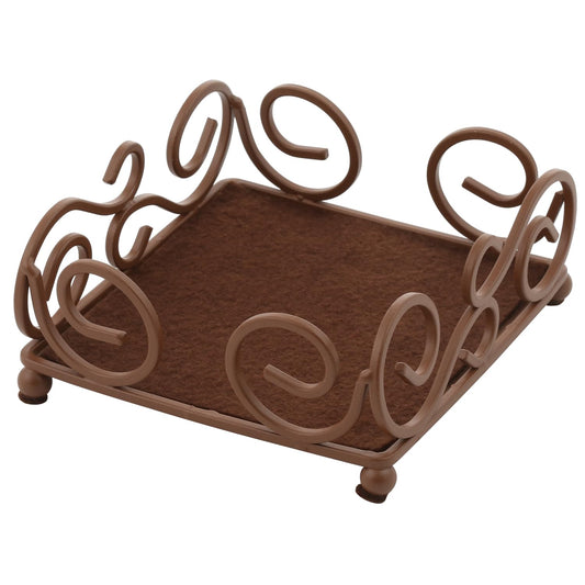 Thirstystone Square Scroll Brown Wrought Iron Coaster Holder for Thirstystone 4-Inch Square Travertine