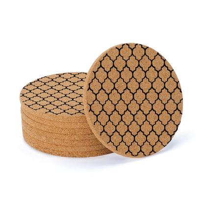 Thirstystone Lattice 8-Pack Thick Natural Cork Coasters Manufactured in The USA Eco-Friendly Absorbent Durable