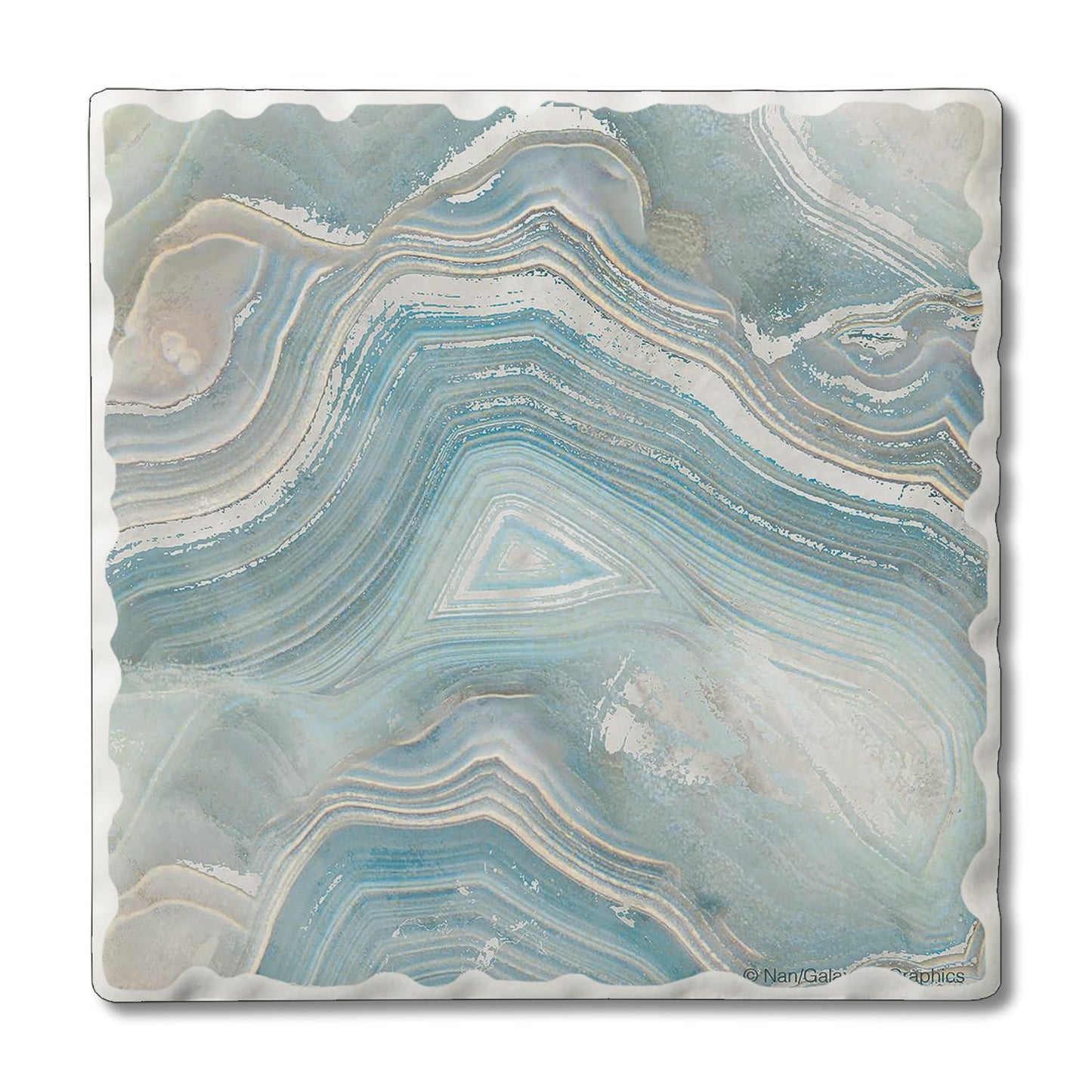 Thirstystone Agate in Blue 4 Pack Tumbled Tile Stone Coasters 4" Square Manufactured in the USA