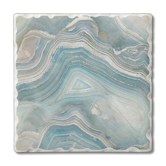 Thirstystone Agate in Blue 4 Pack Tumbled Tile Stone Coasters 4" Square Manufactured in the USA