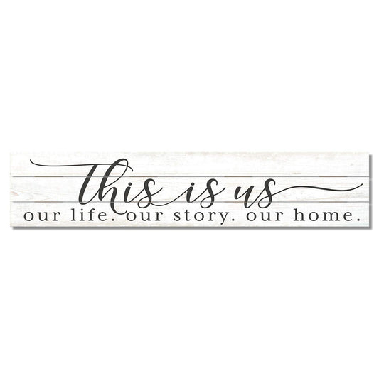 Highland Home "This Is Us Our Life Our Story Our Home" Decorative Indoor/Outdoor Pallet Wood Sign 36" by 7.5" Made in the USA