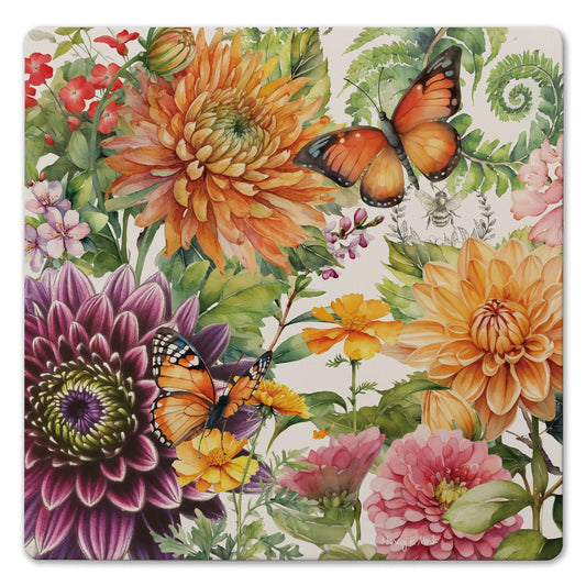 Thirstystone Botanica Decorative Heat Tolerant Stone Trivet with Non-Skid Cork Backing 8” Square