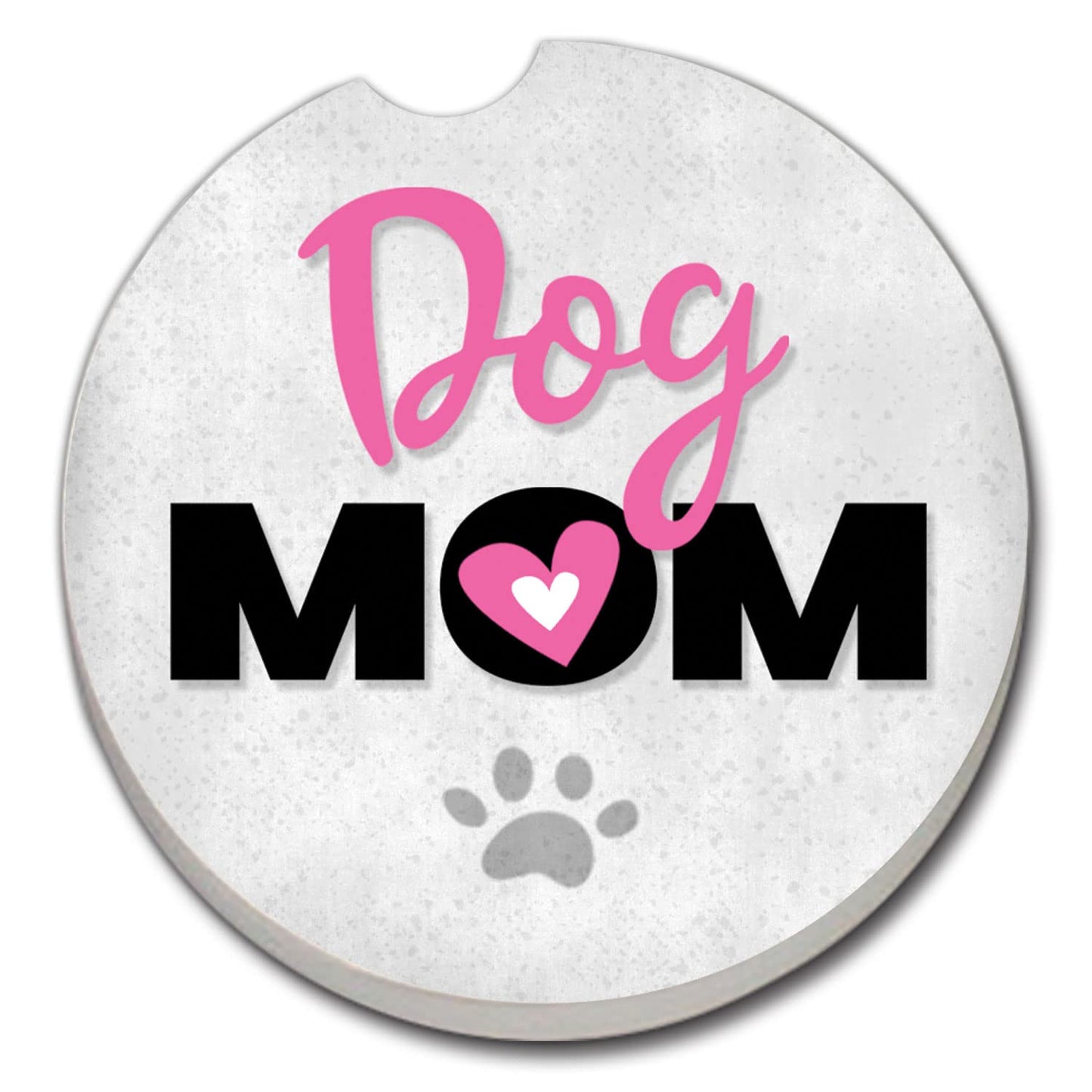 CounterArt Dog Mom Single Absorbent Stone Coaster for Vehicle Cup Holder 2.6” Diameter Manufactured in The USA