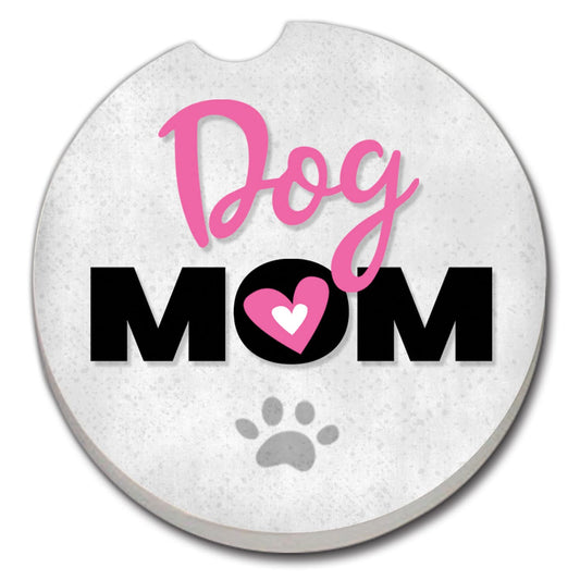 CounterArt Dog Mom Single Absorbent Stone Coaster for Vehicle Cup Holder 2.6” Diameter Manufactured in The USA