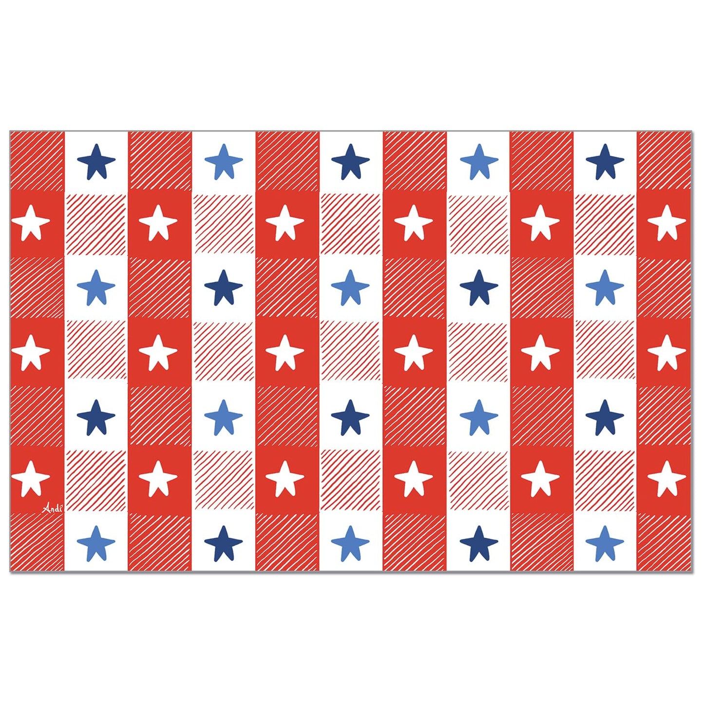 CounterArt Patriotic Picnic 24 Premium Paper Placemats in Resealable Storage Bag Made in The USA