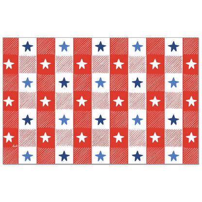 CounterArt Patriotic Picnic 24 Premium Paper Placemats in Resealable Storage Bag Made in The USA