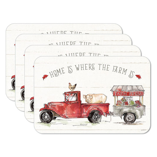 CounterArt Country Life Farm 4 Pack Reversible Easy Care Flexible Placemats Made in the USA