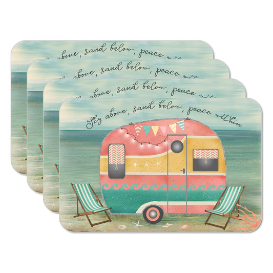 CounterArt Sunset Camper 4 Pack Reversible Easy Care Flexible Placemats Made in the USA