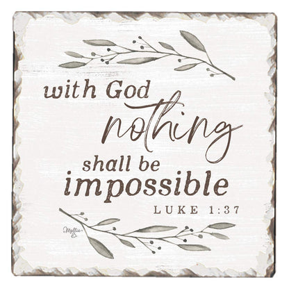 Thirstystone Nothing is Impossible Single Tumbled Tile Stone Coaster with Protective Cork Backing Manufactured in The USA 4" Square, Artistic, Easily Wipes Clean