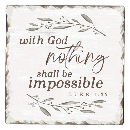 Thirstystone Nothing is Impossible Single Tumbled Tile Stone Coaster with Protective Cork Backing Manufactured in The USA 4" Square, Artistic, Easily Wipes Clean