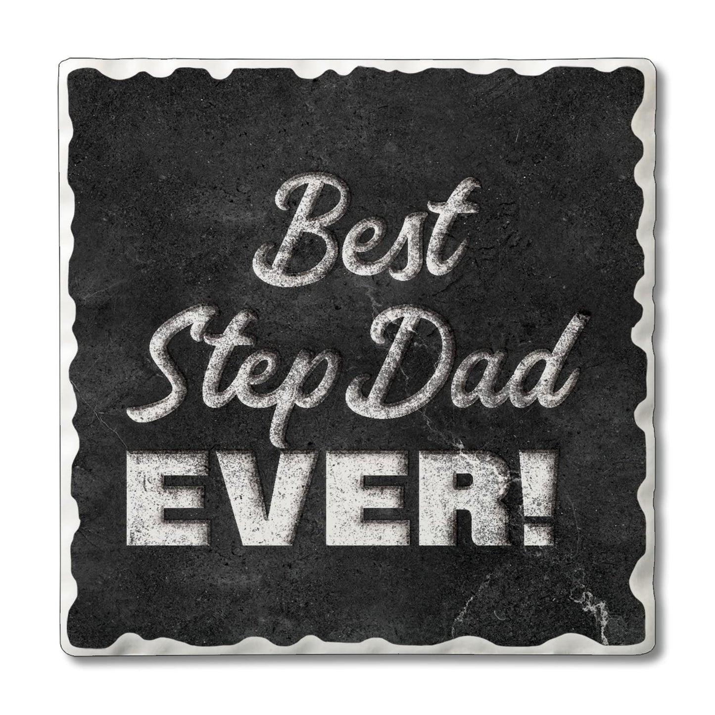 Thirstystone Best Step Dad Ever 4 Pack Absorbent Stone Tumbled Tile Coasters with Protective Cork Backing 4" Square Manufactured in The USA Artistic Absorbent Easily Wipes Clean