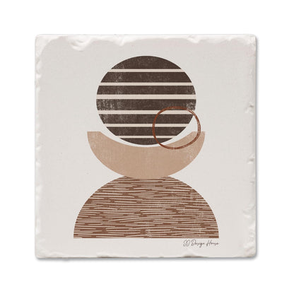 Thirstystone Geometric Mocha Single Tumbled Tile Stone Coaster with Protective Cork Backing Manufactured in The USA 4" Square, Colorful, Artistiic, Easily Wipes Clean