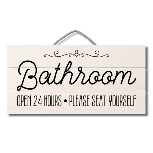 Highland Home Seat Yourself Handcrafted Slatted Pallet Wood Sign 12" x 6" Made in the USA Wire doubles as an Easel