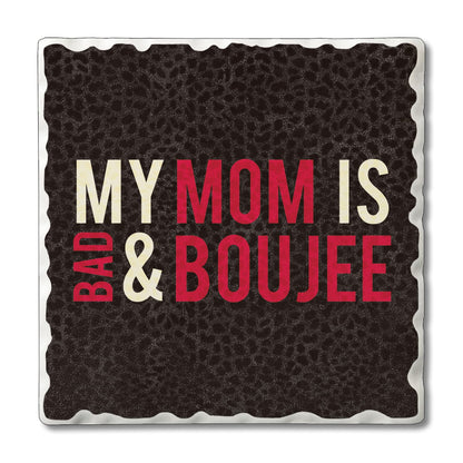 Thirstystone Boujee Mom 4 Pack Absorbent Stone Tumbled Tile Coasters with Protective Cork Backing 4" Square Manufactured in The USA Artistic Absorbent Easily Wipes Clean