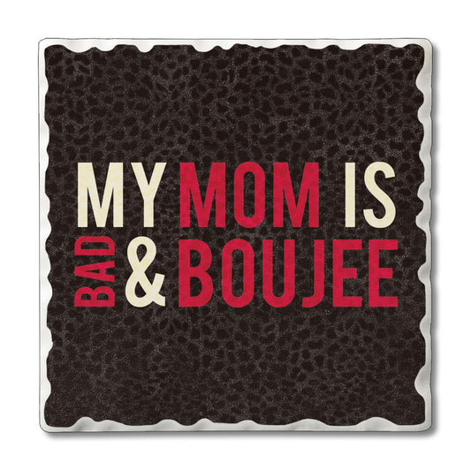 Thirstystone Boujee Mom 4 Pack Absorbent Stone Tumbled Tile Coasters with Protective Cork Backing 4" Square Manufactured in The USA Artistic Absorbent Easily Wipes Clean