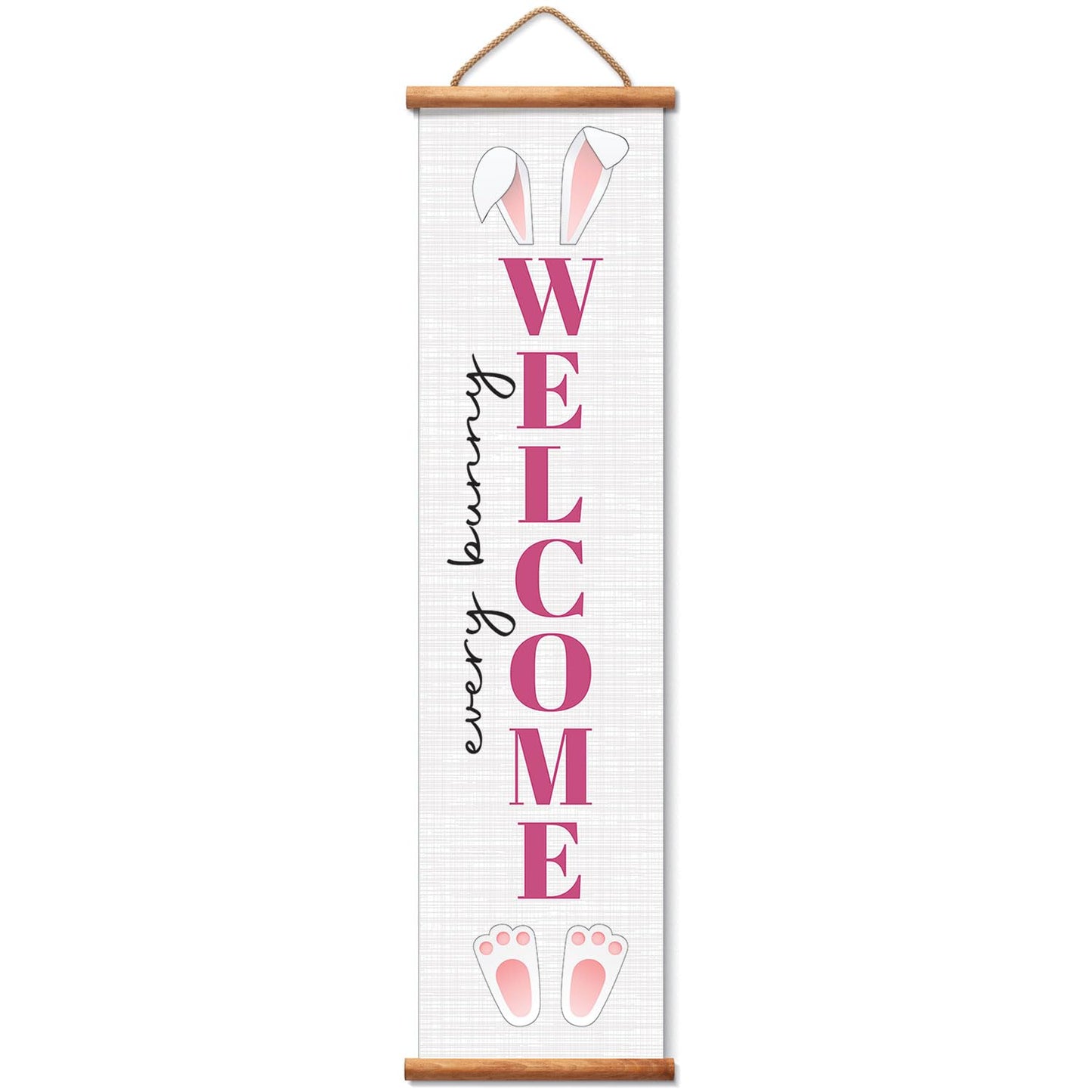 Highland Home Bunny Welcome Indoor/Outdoor Vinyl Hanging Entryway Sign Made in the USA Reusable Easy Wipes Clean Easy Storage