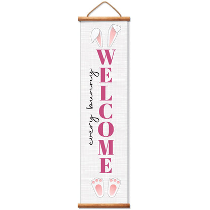 Highland Home Bunny Welcome Indoor/Outdoor Vinyl Hanging Entryway Sign Made in the USA Reusable Easy Wipes Clean Easy Storage