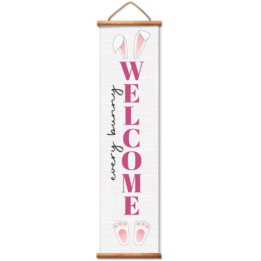 Highland Home Bunny Welcome Indoor/Outdoor Vinyl Hanging Entryway Sign Made in the USA Reusable Easy Wipes Clean Easy Storage
