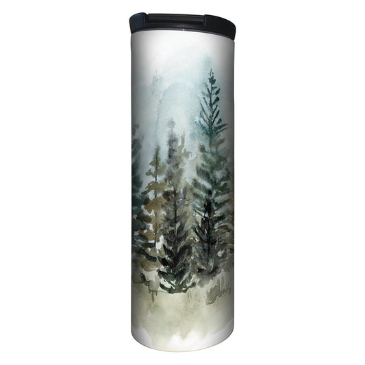 Highland Home Washy Treeline Decorative Stainless Steel Double Wall Insulated Travel Tumbler with Lid 17 oz. Manufactured in the USA Dishwasher Safe