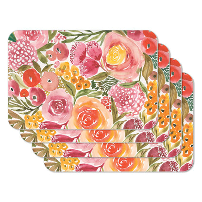 CounterArt Full Bloom 4 Pack Reversible Easy Care Flexible Placemats Made in the USA