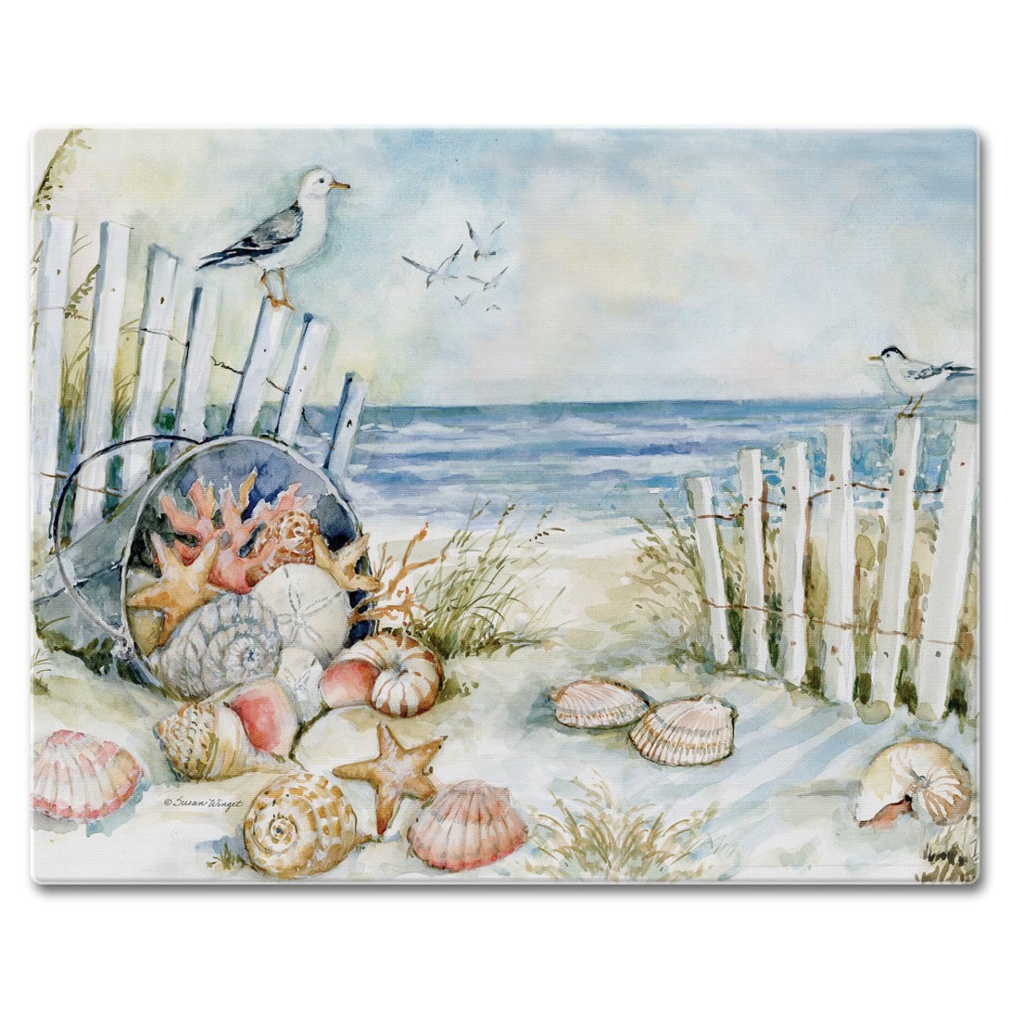 CounterArt Coastal Sanctuary 3mm Tempered Glass Cutting Boards 12" x 15" Manufactured in the USA