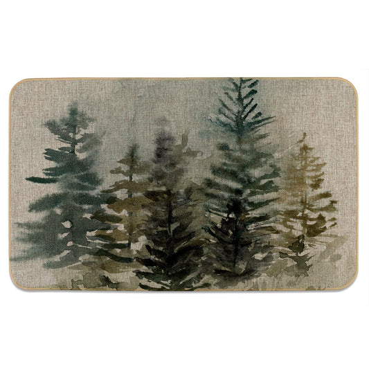 Highland Home Misty Tree Line Indoor/Outdoor Natural Linen Look Floor Mat with Recycled Rubber Back Manufactured in The USA 29.5” x 17.75”