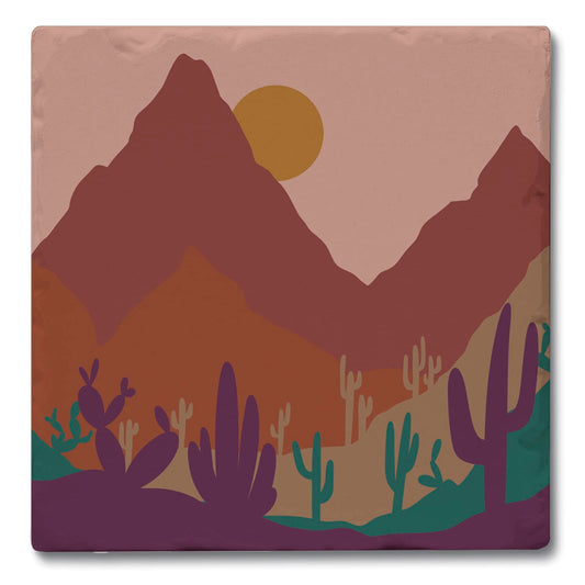 Thirstystone Southwestern Palette 4 Pack Tumbled Tile Stone Coasters 4" Square Manufactured in the USA