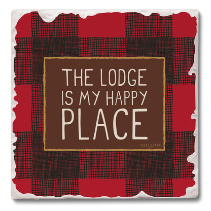 Thirstystone Lodge Single Tumbled Tile Stone Coaster with Protective Cork Backing Manufactured in The USA 4" Square, Artistic, Easily Wipes Clean