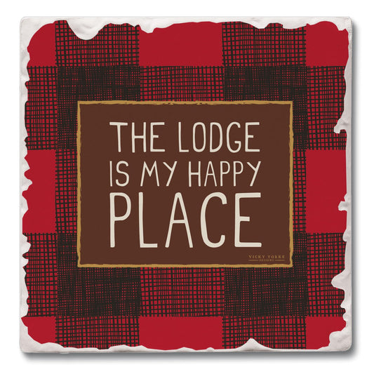 Thirstystone Lodge Single Tumbled Tile Stone Coaster with Protective Cork Backing Manufactured in The USA 4" Square, Artistic, Easily Wipes Clean