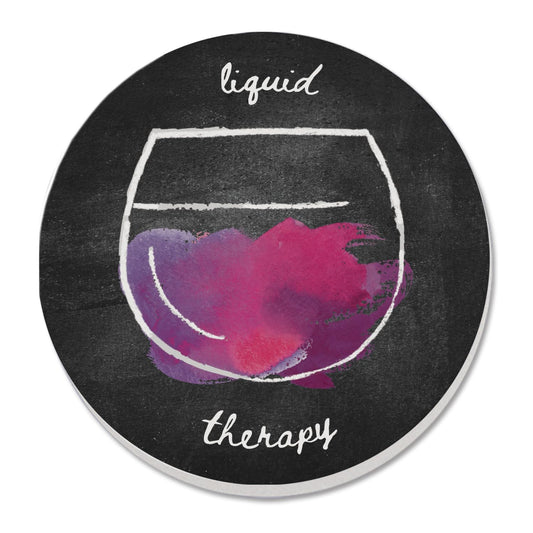 Thirstystone Liquid Therapy Single Round Absorbent Stone Coaster with Protective Cork Backing Manufactured in The USA 4" Diameter