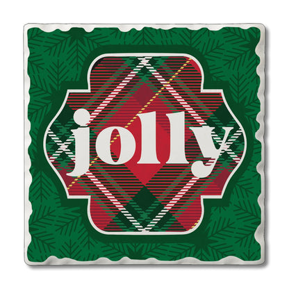 Thirstystone Plaid Jolly Single Tumbled Tile Coaster Manufactured in The USA Decorative, Stylish, Craft Your Own Collection