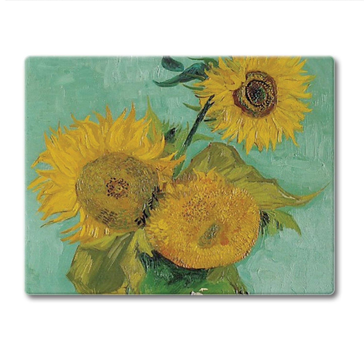 CounterArt Van Gogh Sunflowers 3mm Tempered Glass Cutting Board 10” x 8” Manufactured in the USA