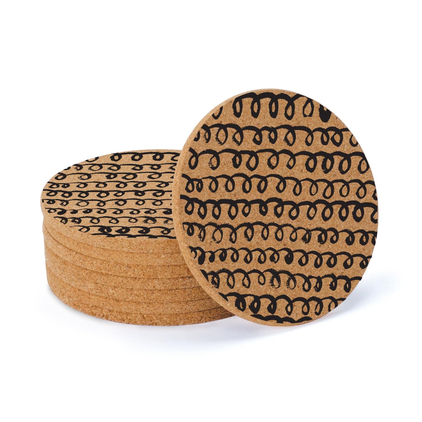 Thirstystone Loops 8-Pack Thick Natural Cork Coasters Manufactured in The USA Eco-Friendly Absorbent Durable