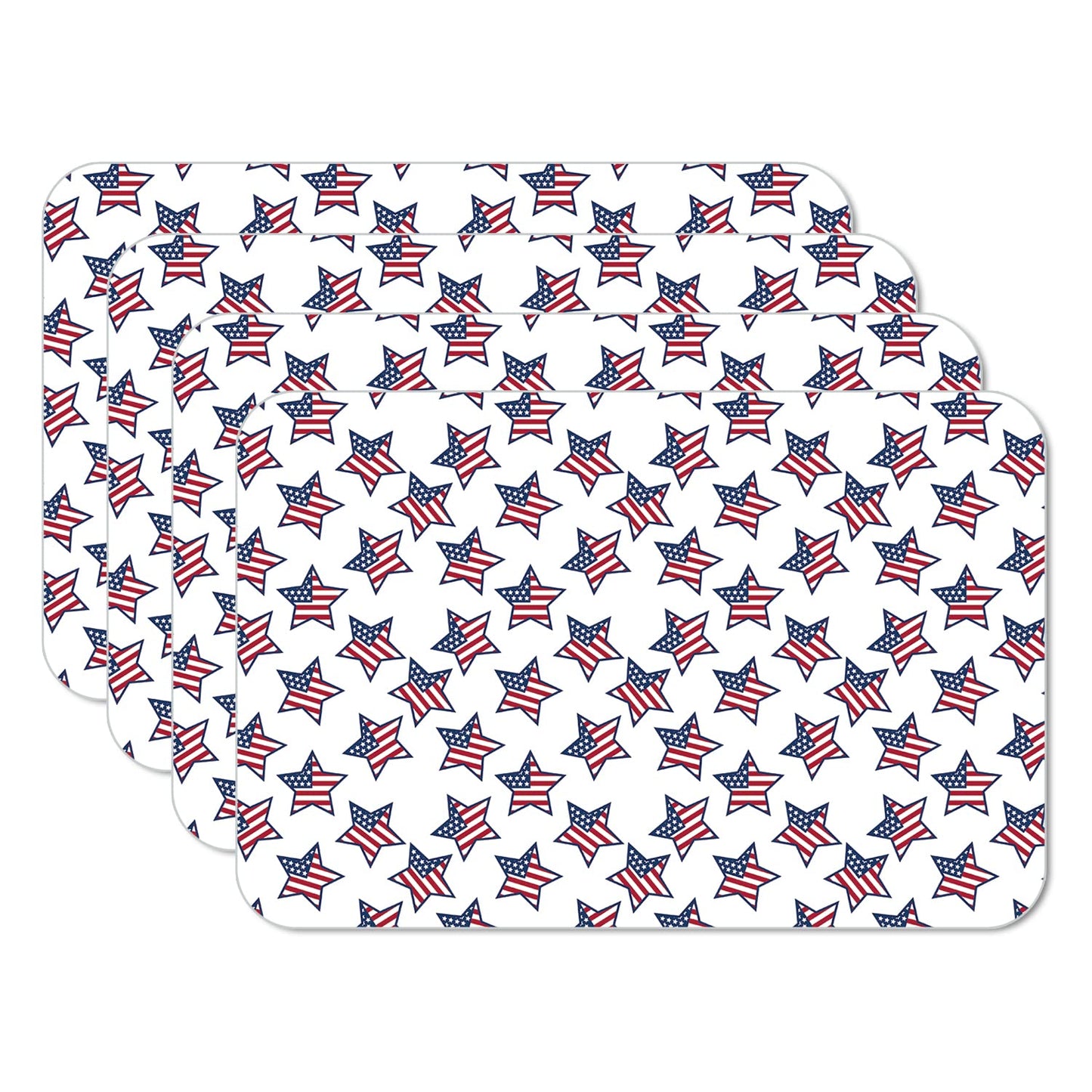 CounterArt Star Flags 4 Pack Easy Care Flexible Plastic Placemats Made in The USA BPA Free, Easily Wipes Clean