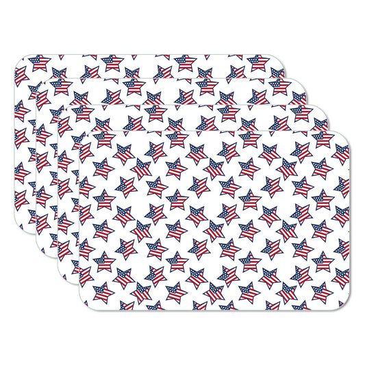CounterArt Star Flags 4 Pack Easy Care Flexible Plastic Placemats Made in The USA BPA Free, Easily Wipes Clean