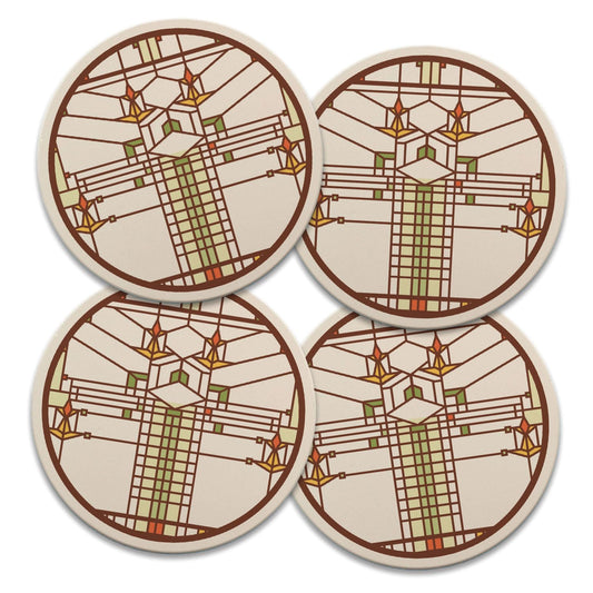 Harley Bradley House Designs from Frank Lloyd Wright Foundation on 4 Pack Round Absorbent Stone Coasters