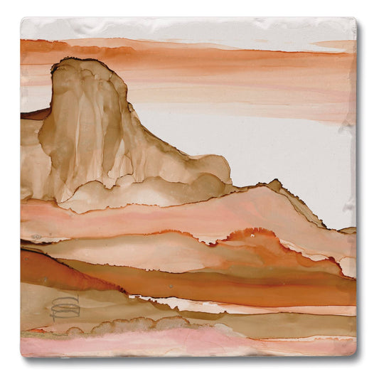 Thirstystone Desertscape 4 Pack Tumbled Tile Stone Coasters 4" Square Manufactured in the USA