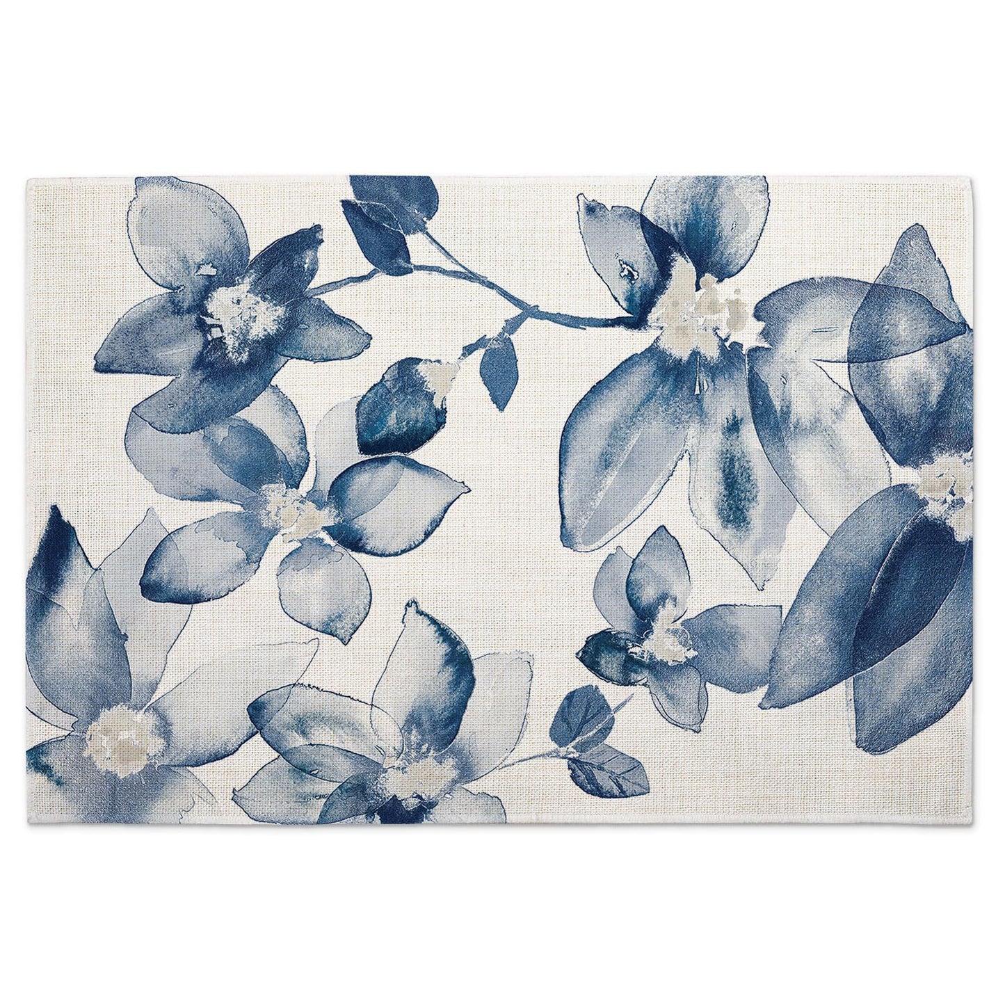 Highland Home Blooming Whispers 4 Pack Poly-Cotton Blend Fabric Placemats 18" x 12" Manufactured in The USA