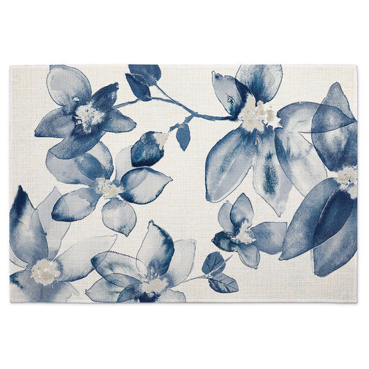Highland Home Blooming Whispers 4 Pack Poly-Cotton Blend Fabric Placemats 18" x 12" Manufactured in The USA