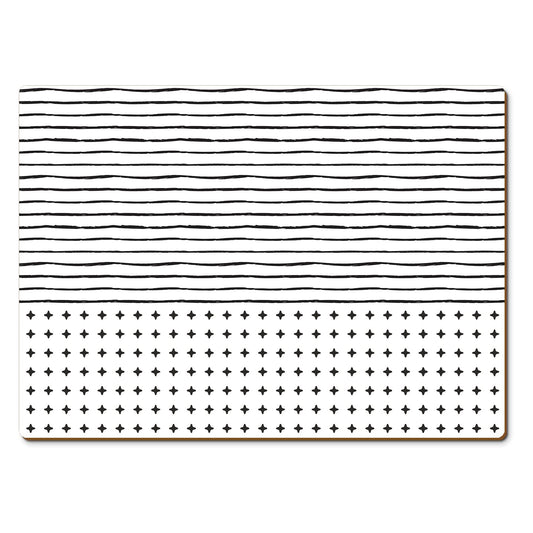 CounterArt Lines & Dots Premium Decorative Hardboard Tabletop Placemats 4-Pack Manufactured in The USA Heat Tolerant and Easily Wipes Clean