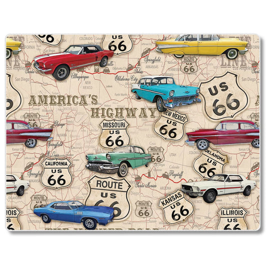 CounterArt Route 66 Map 3mm Tempered Glass Cutting Board 10” x 8” Manufactured in the USA