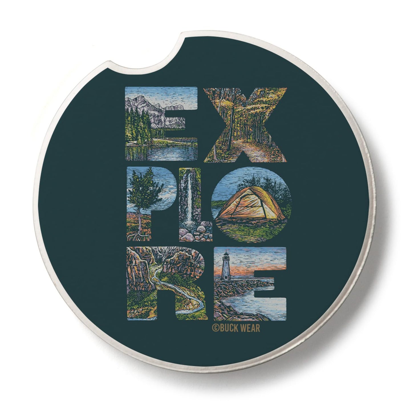 Thirstystone Explore Single Absorbent Stone Coaster for Vehicle Cup Holder 2.6” Diameter Manufactured in The USA