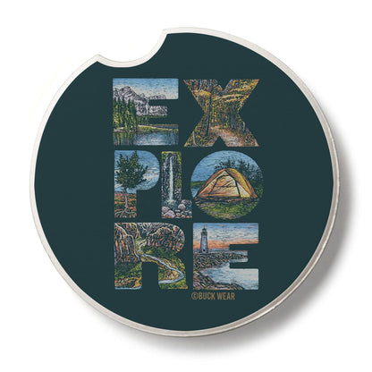 Thirstystone Explore Single Absorbent Stone Coaster for Vehicle Cup Holder 2.6” Diameter Manufactured in The USA