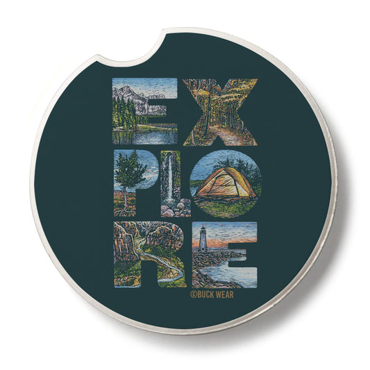 Thirstystone Explore Single Absorbent Stone Coaster for Vehicle Cup Holder 2.6” Diameter Manufactured in The USA