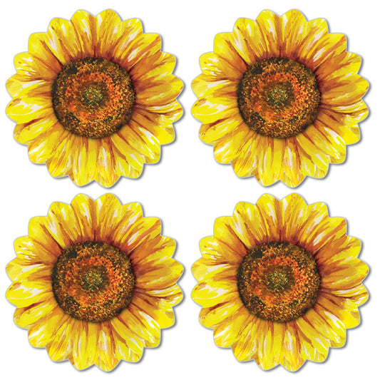 CounterArt 4 Pack Flower Shaped Reversible Easy Care Flexible Plastic Placemats Made in the USA