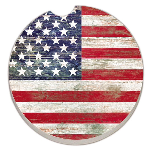 CounterArt Americana Single Absorbnent Stone Coaster for Vehicle Cup Holder 2.6” Diameter Manufactured in The USA