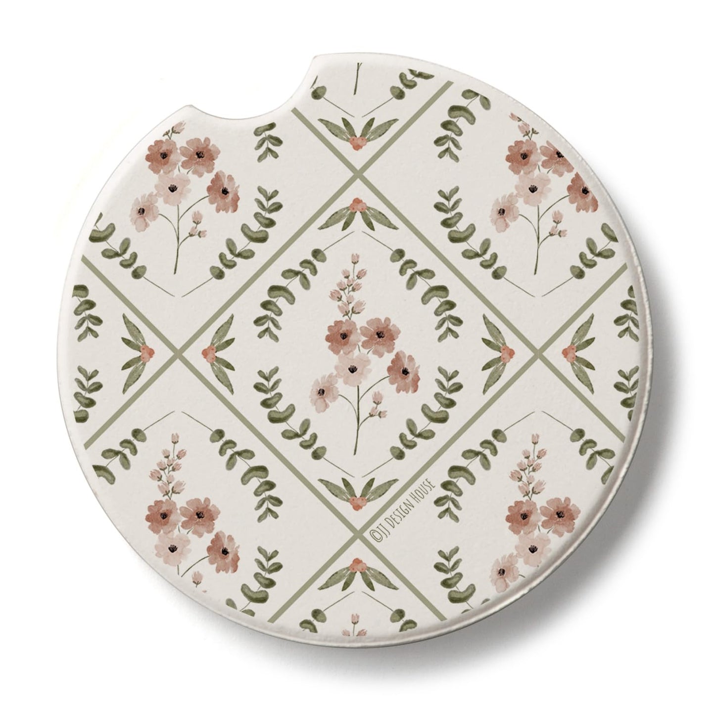 Thirstystone Wildflower Tile Single Absorbent Stone Coaster for Vehicle Cup Holder 2.6” Diameter Manufactured in The USA